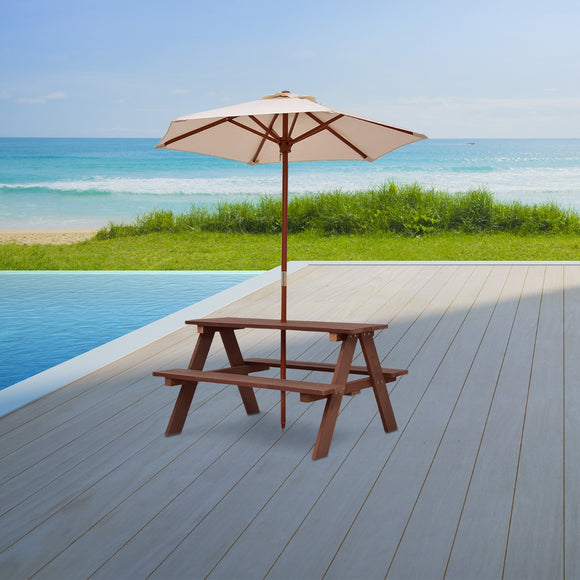 NNECW 3 in 1 Kids Picnic Table with Removable Umbrella for Garden/ Yard