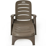 NNECW Adjustable Chaise Lounge Chair with Built-In Wheels for Patio Brown