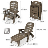 NNECW Adjustable Chaise Lounge Chair with Built-In Wheels for Patio Brown