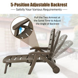 NNECW Adjustable Chaise Lounge Chair with Built-In Wheels for Patio Brown