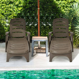 NNECW Adjustable Chaise Lounge Chair with Built-In Wheels for Patio Brown