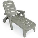 NNECW Adjustable Chaise Lounge Chair with Built-In Wheels for Patio Turquoise