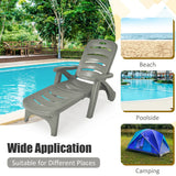 NNECW Adjustable Chaise Lounge Chair with Built-In Wheels for Patio Turquoise