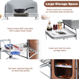 NNECW Folding Camping Table with Storage &amp Windscreen for BBQ &amp Party-Coffee
