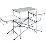 NNECW Folding Camping Table with Storage Lower Shelf & Hook & Carry Bag