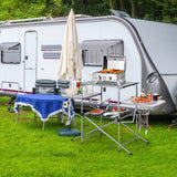 NNECW Folding Camping Table with Storage Lower Shelf & Hook & Carry Bag