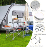 NNECW Folding Camping Table with Storage Lower Shelf & Hook & Carry Bag