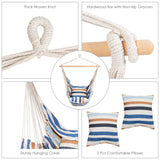 NNECW Hanging Rope Swing Seat with 2 Seats for Outdoor Play-Beige