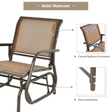 NNECW Outdoor Single Swing Glider Rocking Chair for Backyard-Brown