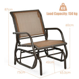 NNECW Outdoor Single Swing Glider Rocking Chair for Backyard-Brown