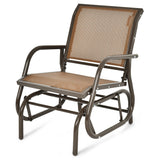 NNECW Outdoor Single Swing Glider Rocking Chair for Backyard-Brown