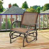 NNECW Outdoor Single Swing Glider Rocking Chair for Backyard-Brown