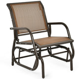 NNECW Outdoor Single Swing Glider Rocking Chair for Backyard-Brown