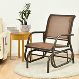 NNECW Outdoor Single Swing Glider Rocking Chair for Backyard-Brown