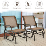 NNECW Outdoor Single Swing Glider Rocking Chair for Backyard-Brown