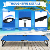 NNECW Portable Folding Camping Cot with Sturdy Metal Frame for Camping-Blue