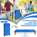 NNECW Portable Folding Camping Cot with Sturdy Metal Frame for Camping-Blue
