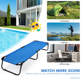 NNECW Portable Folding Camping Cot with Sturdy Metal Frame for Camping-Blue