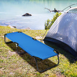 NNECW Portable Folding Camping Cot with Sturdy Metal Frame for Camping-Blue