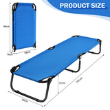 NNECW Portable Folding Camping Cot with Sturdy Metal Frame for Camping-Blue