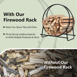 NNECW 76.5cm Fireplace Wood Storage Rack with Spacious Storage Capacity for Living Room/Outdoor