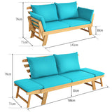 NNECW 3 in 1 Convertible Cushioned Loveseat Lounger Couch with Pillows-Turquoise