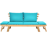 NNECW 3 in 1 Convertible Cushioned Loveseat Lounger Couch with Pillows-Turquoise