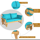 NNECW 3 in 1 Convertible Cushioned Loveseat Lounger Couch with Pillows-Turquoise