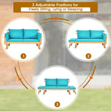 NNECW 3 in 1 Convertible Cushioned Loveseat Lounger Couch with Pillows-Turquoise