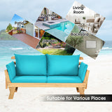NNECW 3 in 1 Convertible Cushioned Loveseat Lounger Couch with Pillows-Turquoise