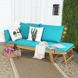 NNECW 3 in 1 Convertible Cushioned Loveseat Lounger Couch with Pillows-Turquoise