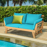NNECW 3 in 1 Convertible Cushioned Loveseat Lounger Couch with Pillows-Turquoise