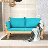 NNECW 3 in 1 Convertible Cushioned Loveseat Lounger Couch with Pillows-Turquoise