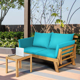 NNECW 3 in 1 Convertible Cushioned Loveseat Lounger Couch with Pillows-Turquoise
