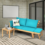 NNECW 3 in 1 Convertible Cushioned Loveseat Lounger Couch with Pillows-Turquoise