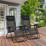 NNECW 2 Pieces Rattan Zero Gravity Lounge Chair with Pillow for Yard-Brown