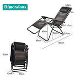 NNECW 2 Pieces Rattan Zero Gravity Lounge Chair with Pillow for Yard-Brown
