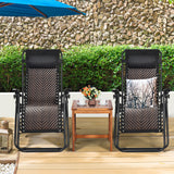 NNECW 2 Pieces Rattan Zero Gravity Lounge Chair with Pillow for Yard-Coffee