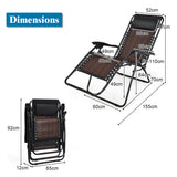 NNECW 2 Pieces Rattan Zero Gravity Lounge Chair with Pillow for Yard-Coffee