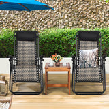 NNECW 2 Pieces Rattan Zero Gravity Lounge Chair with Pillow for Yard-Gray
