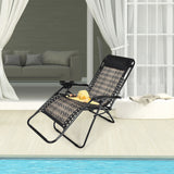 NNECW 2 Pieces Rattan Zero Gravity Lounge Chair with Pillow for Yard-Gray