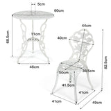 NNECW Cast Aluminum Patio Bistro Set with 2 Chairs for Balcony & Poolside