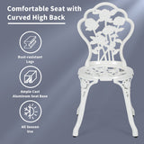 NNECW Cast Aluminum Patio Bistro Set with 2 Chairs for Balcony & Poolside