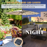 NNECW 3m Patio Market Umbrella with Solar LED &amp Adjustment Crank-Beige