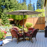 NNECW 3m Patio Market Umbrella with Solar LED &amp Adjustment Crank-Coffee