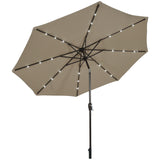 NNECW 3m Patio Market Umbrella with Solar LED &amp Adjustment Crank-Coffee