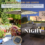 NNECW 3m Patio Market Umbrella with Solar LED &amp Adjustment Crank-Coffee