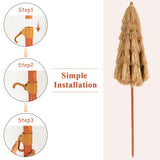 NNECW 2m Thatch Umbrella Tilting Outdoor Beach Patio Sun Shelter Parasol