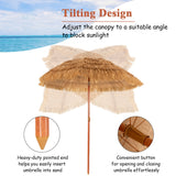 NNECW 2m Thatch Umbrella Tilting Outdoor Beach Patio Sun Shelter Parasol