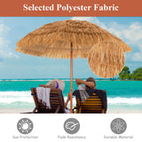 NNECW 2m Thatch Umbrella Tilting Outdoor Beach Patio Sun Shelter Parasol
